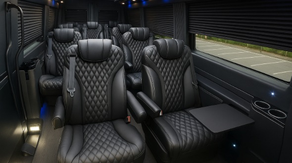 Interior of Charter Bus Company Peabody's Sprinter Van Rental With Driver in Peabody